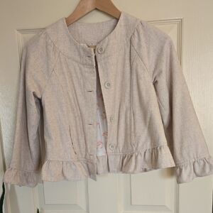 Janie and Jack Beige Ruffle Hem Blazer